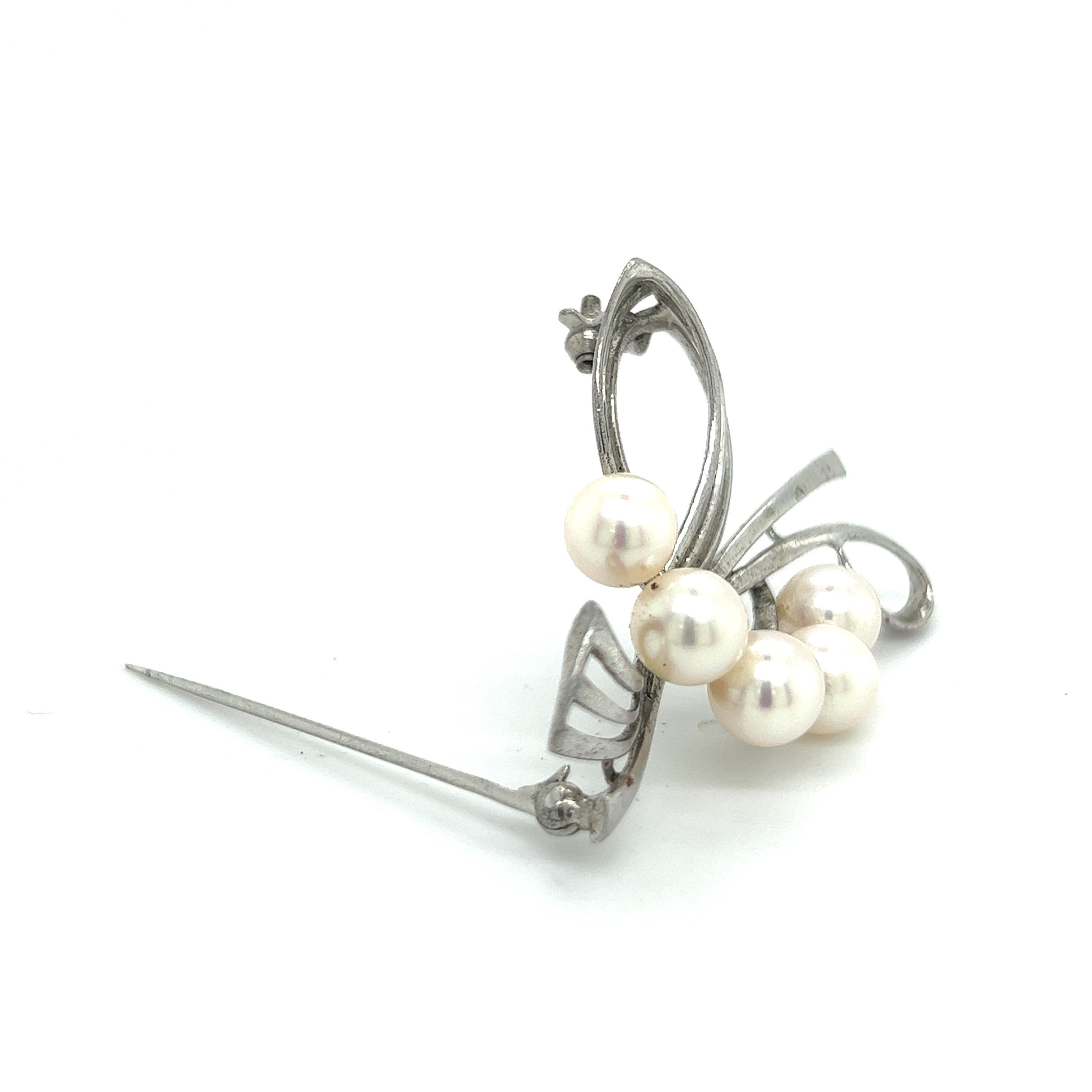 mikimoto pearl brooch silver