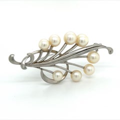 Mikimoto Estate Akoya Pearl Brooch Pin Sterling Silver