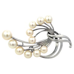 Mikimoto Estate Akoya Pearl Brooch Pin Sterling Silver 7.6 mm