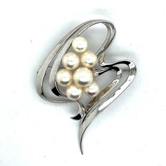 Mikimoto Akoya-Perlenbrosche/Anstecknadel aus Sterlingsilber, 8 mm