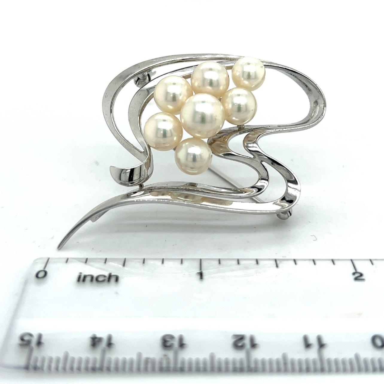 mikimoto pearl brooch silver