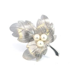 Mikimoto Estate Akoya Pearl Brooch Silver 5 mm