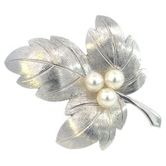 Mikimoto Estate Akoya Pearl Brooch Silver 5 mm