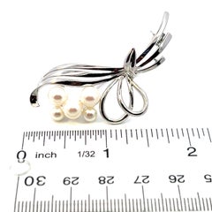 Mikimoto Estate Akoya Pearl Brooch Silver 6.50 mm