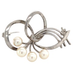 Mikimoto Nachlass Akoya Perlenbrosche Sterlingsilber 5.5 mm