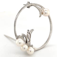 Mikimoto Estate Akoya Pearl Brooch Sterling Silver 5.58 mm 3.7g