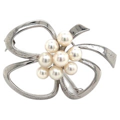 Mikimoto Estate Akoya Pearl Brooch Sterling Silver 6.5 mm 5 Grams For ...