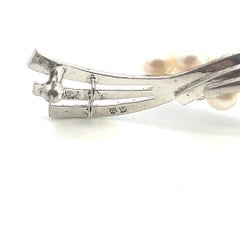 Mikimoto Estate Akoya Pearl Brooch Sterling Silver