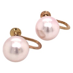 Mikimoto Estate Akoya Pearl Clip On Earrings 14k Gold 3.4 Grams