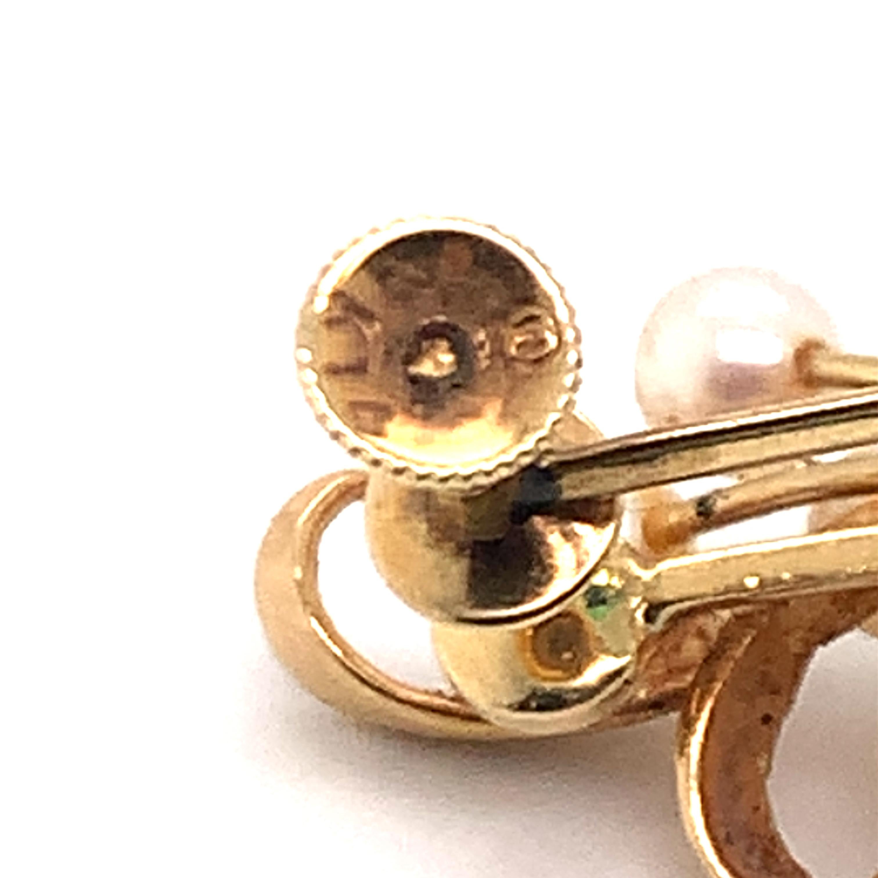 Mikimoto Estate Akoya Pearl Clip On Earrings 14k Gold 3