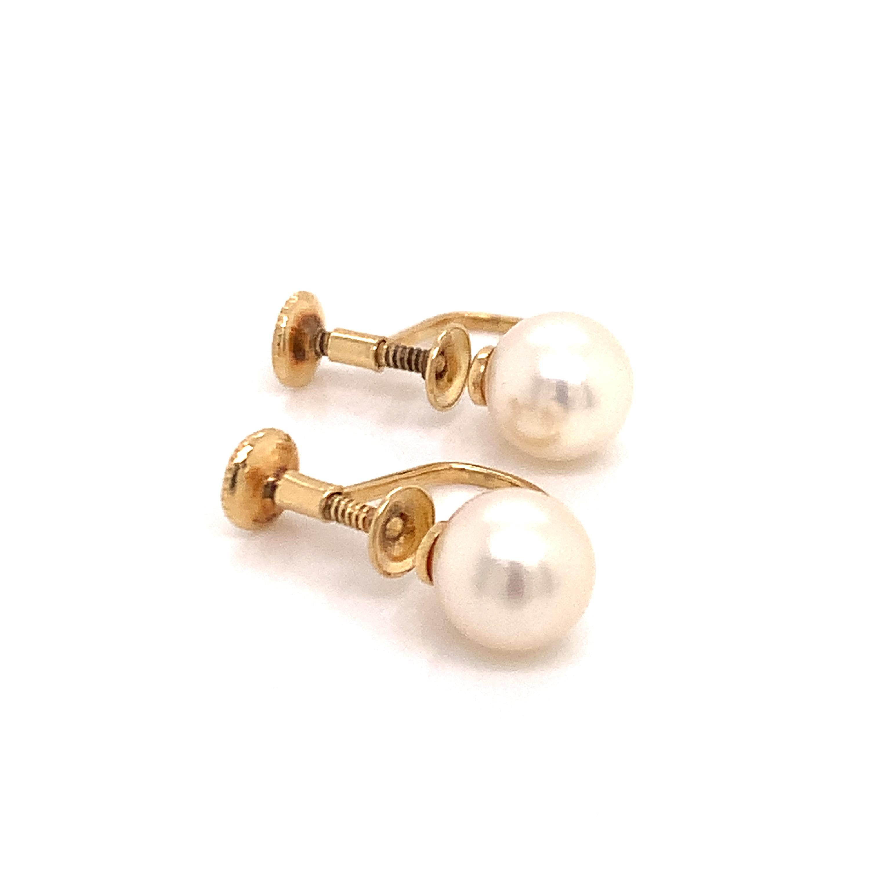 Mikimoto Estate Akoya Pearl Clip on Earrings 14k Gold 2