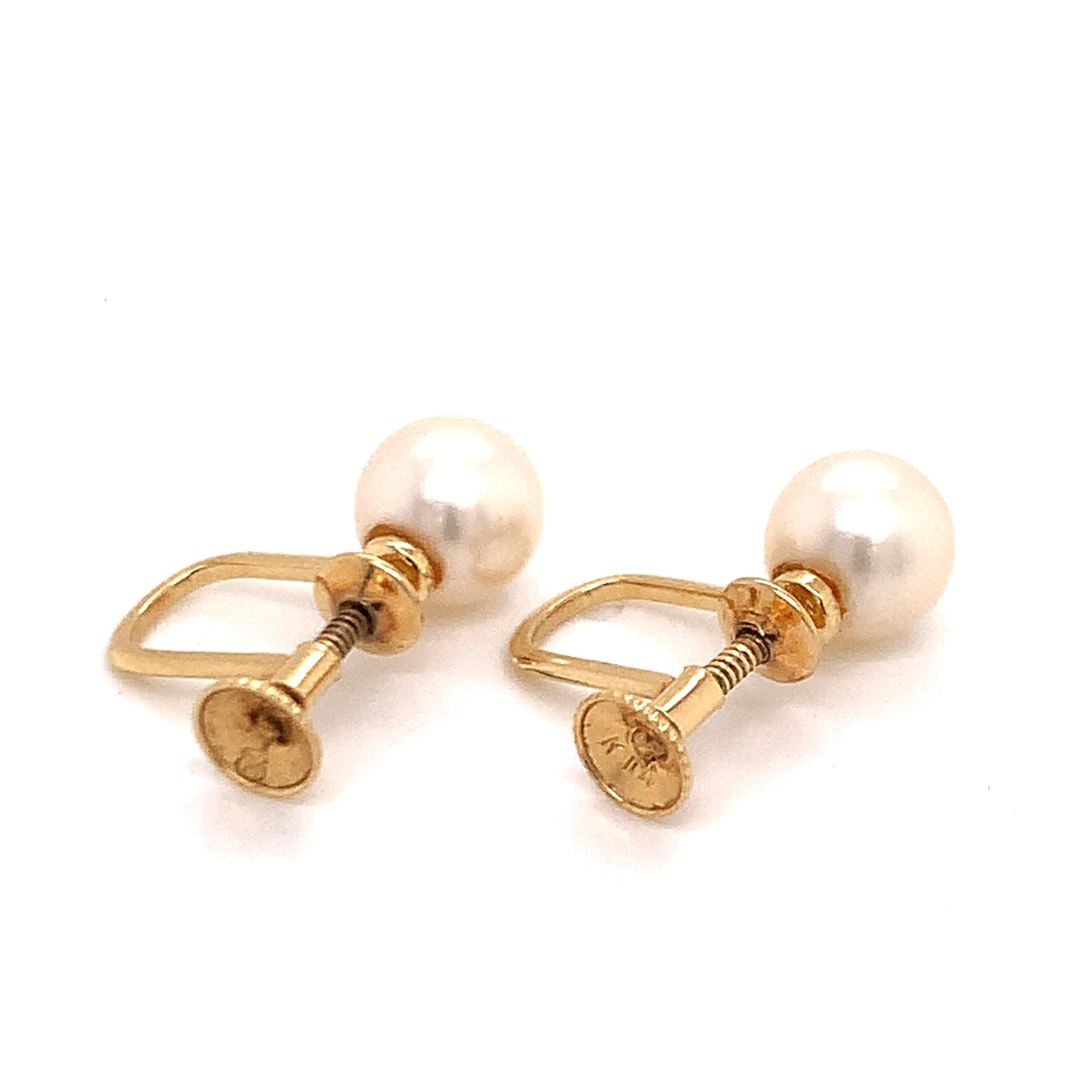 Mikimoto Estate Akoya Pearl Clip on Earrings 14k Gold 3