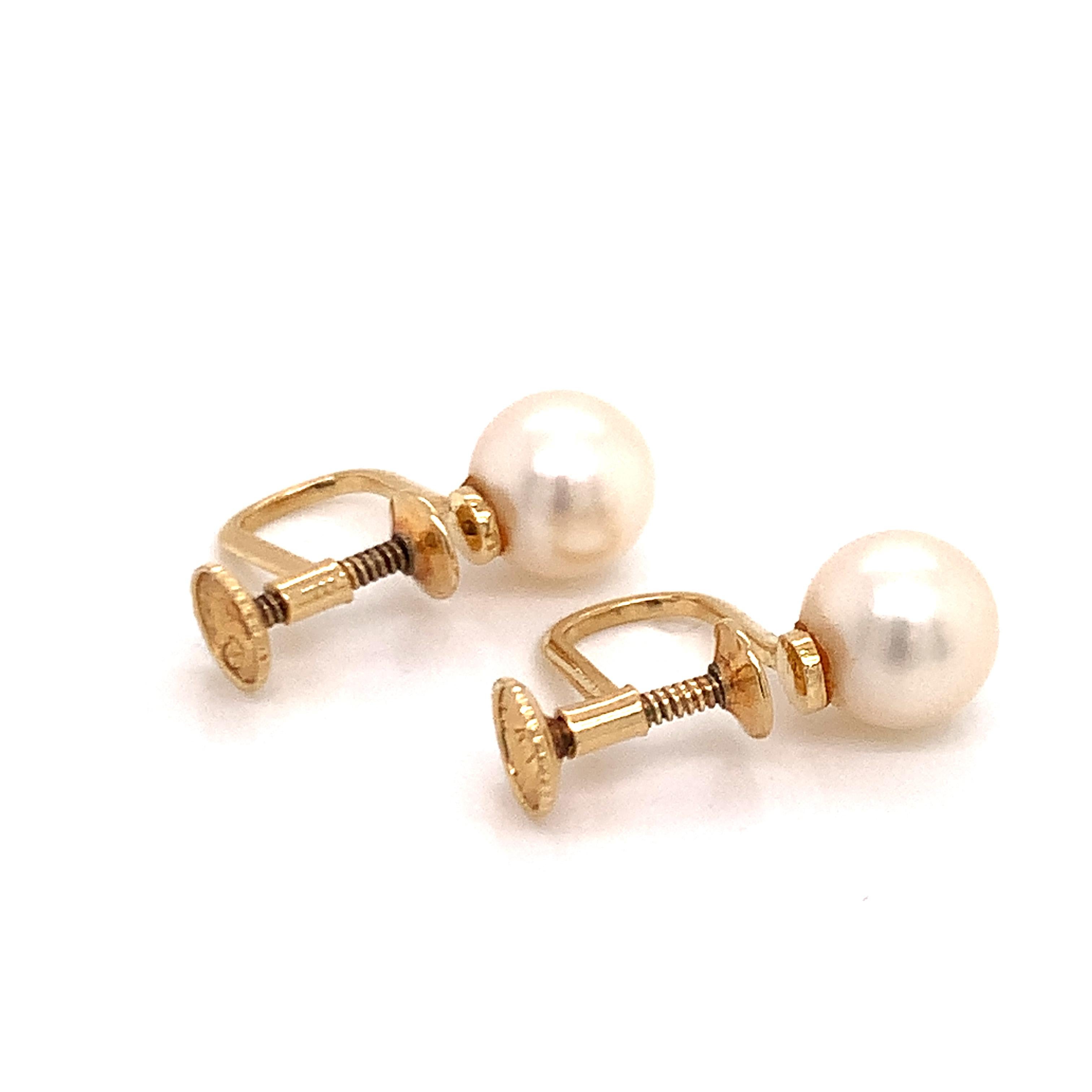 Mikimoto Estate Akoya Pearl Clip on Earrings 14k Gold 4