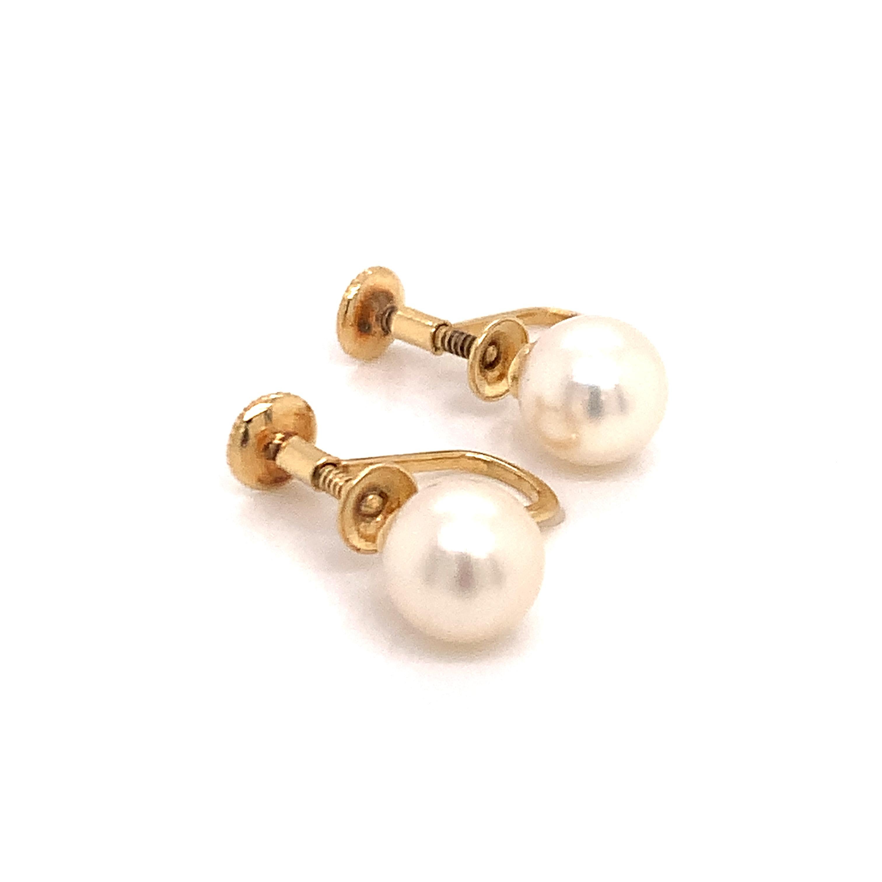 Women's Mikimoto Estate Akoya Pearl Clip on Earrings 14k Gold