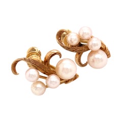 Mikimoto Estate Akoya Pearl Clip On Earrings 14k Gold