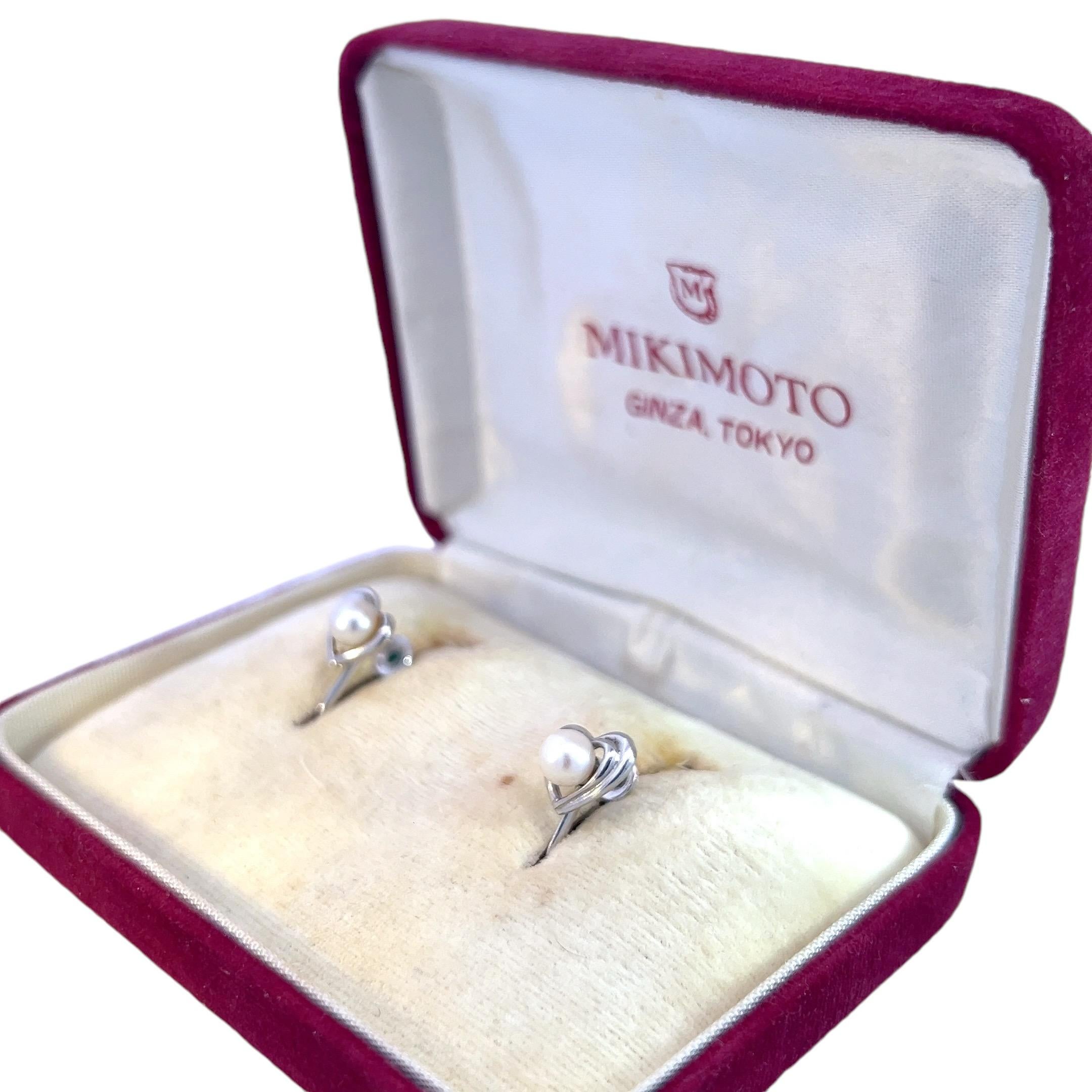 De las mujeres Pendientes de clip de perla Akoya Mikimoto Estate 5 mm Plata
