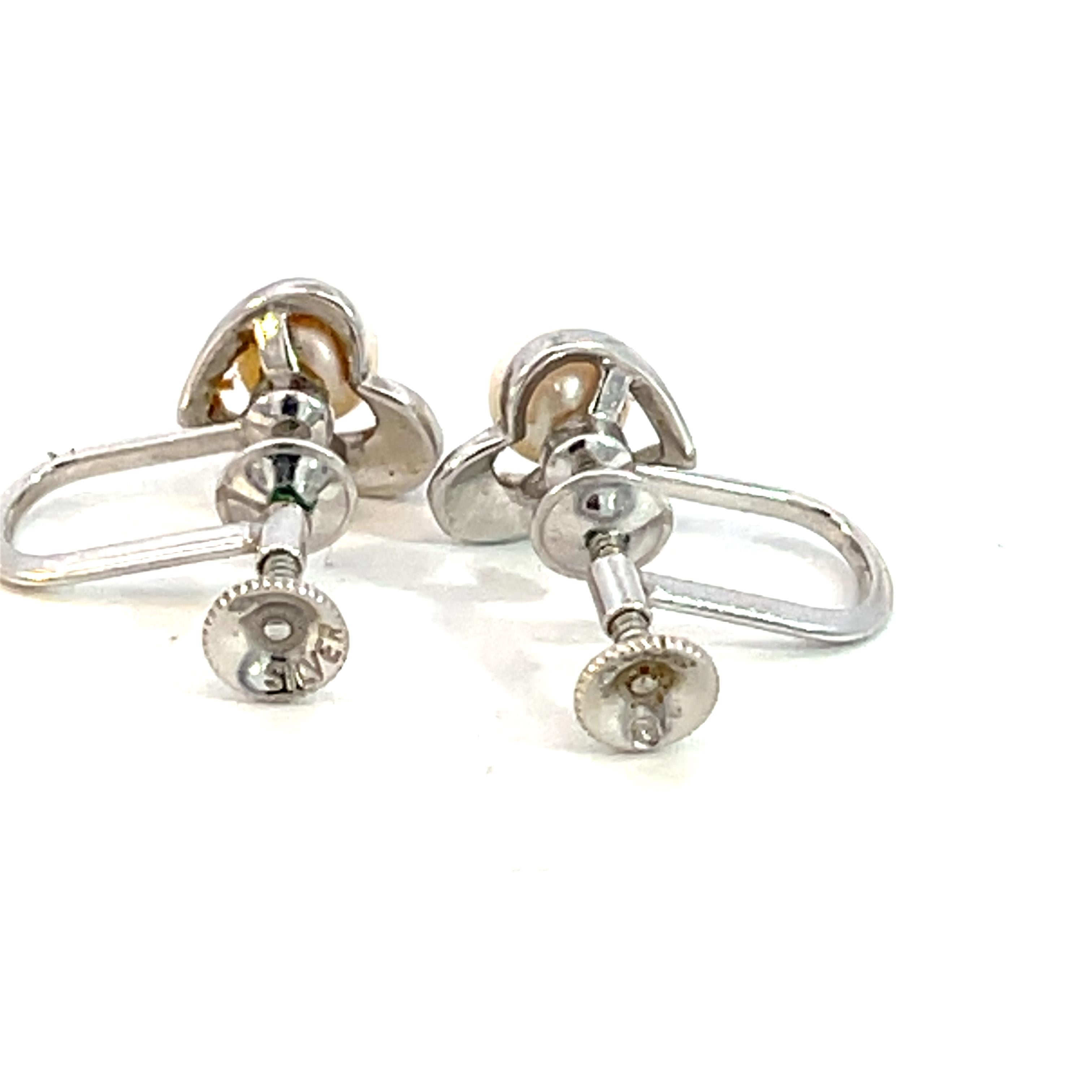 Pendientes de clip de perla Akoya Mikimoto Estate 5 mm Plata 1