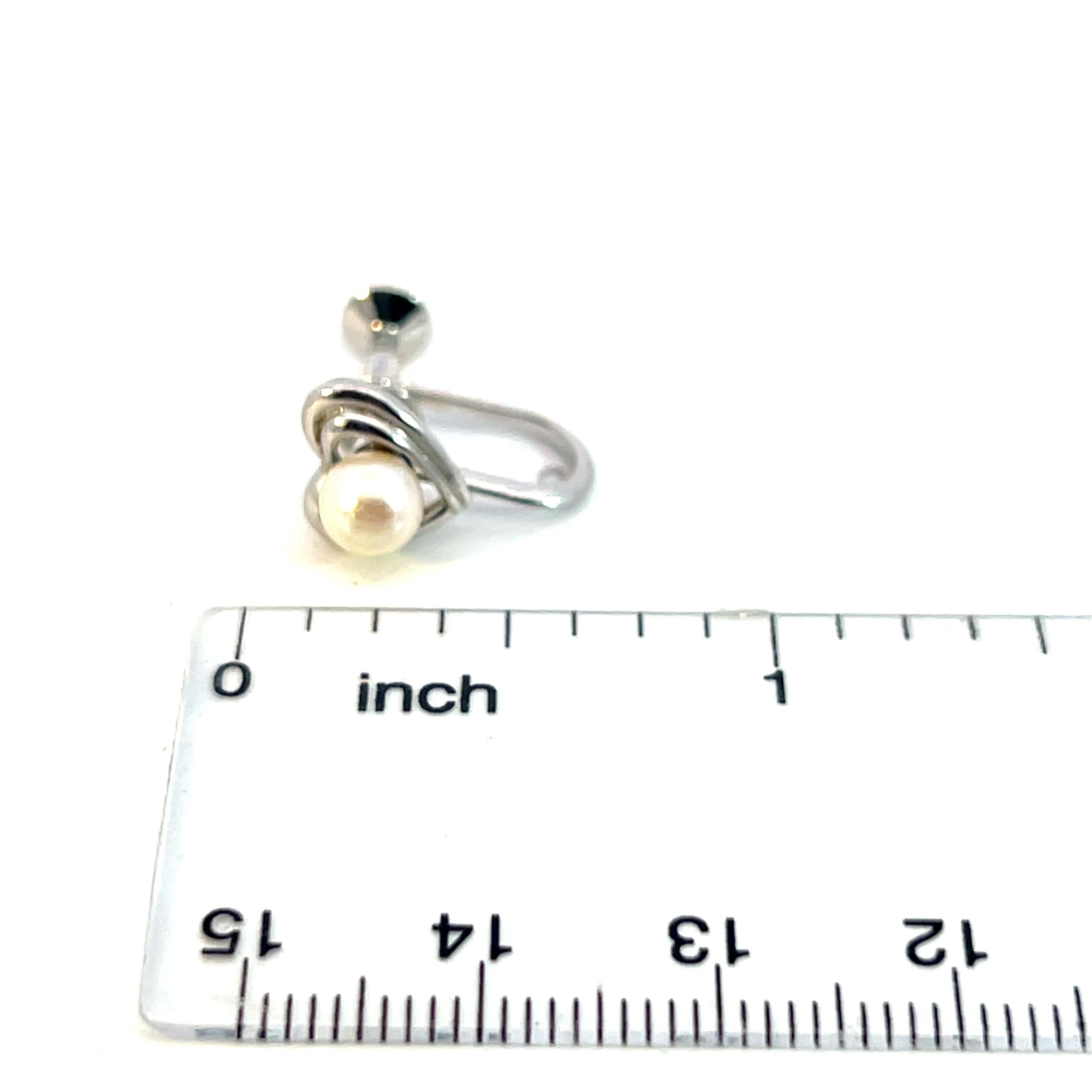 Pendientes de clip de perla Akoya Mikimoto Estate 5 mm Plata 4