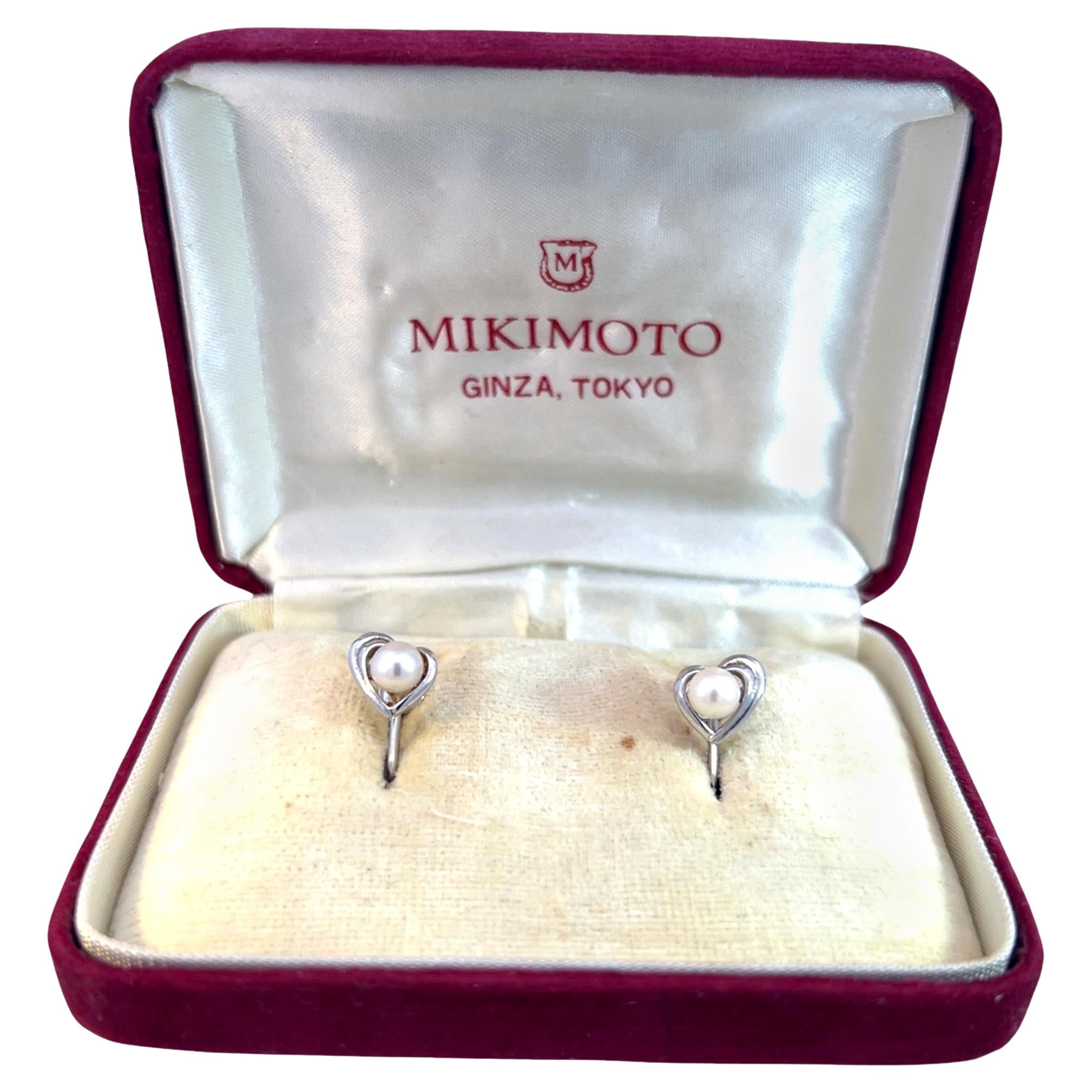 Mikimoto Estate Akoya Pearl Clip-on Earrings 5 mm Silver