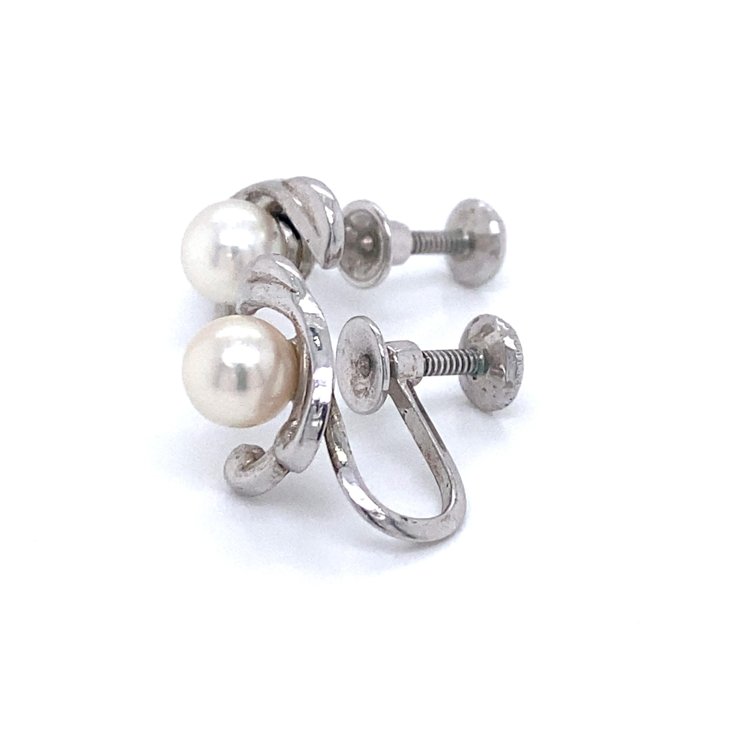Mikimoto Estate Akoya Pearl Clip on Earrings Sterling Silver 3.53 Grams For Sale 5