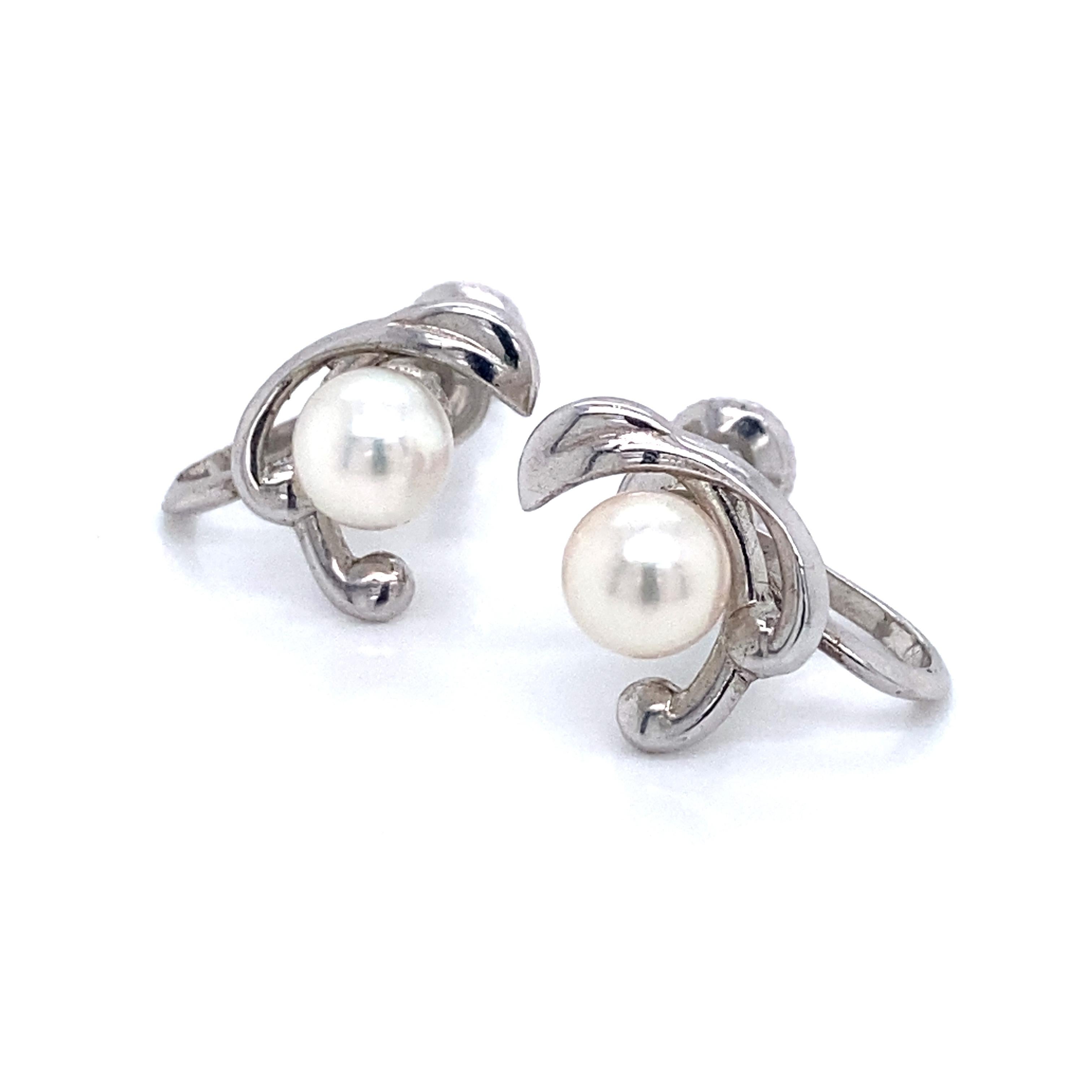 Mikimoto Estate Akoya Pearl Clip on Earrings Sterling Silver 3.53 Grams For Sale 6