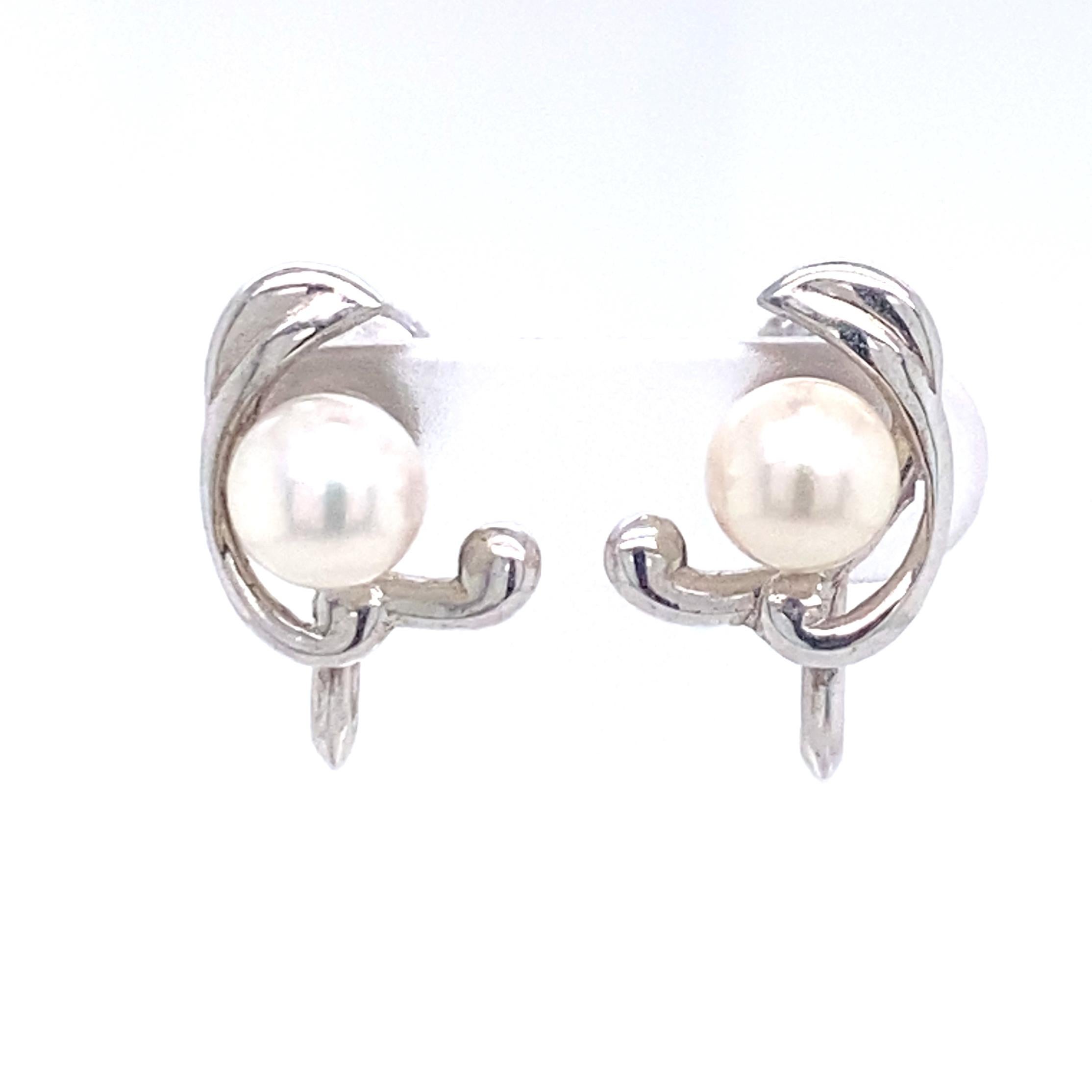 Mikimoto Estate Akoya Pearl Clip on Earrings Sterling Silver 3.53 Grams For Sale 7