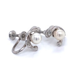Mikimoto Akoya-Perlen-Ohrclips aus Sterlingsilber 3,53 Gramm