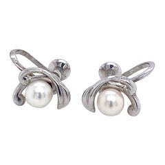 Mikimoto Estate Akoya Pearl Orecchini a clip A. Silver 3,53 grammi