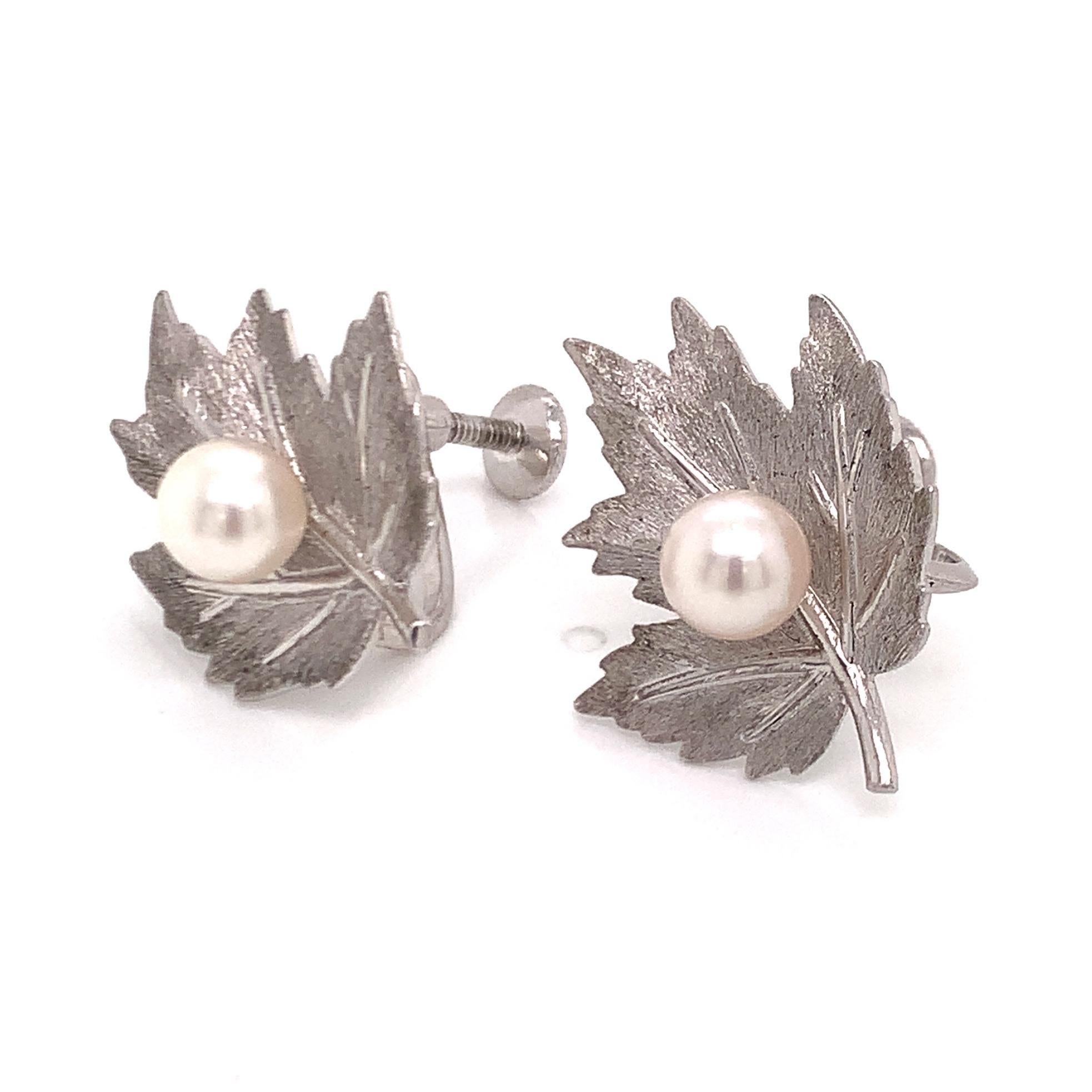 Mikimoto Estate Akoya Pearl Clip On Earrings Sterling Silver 2