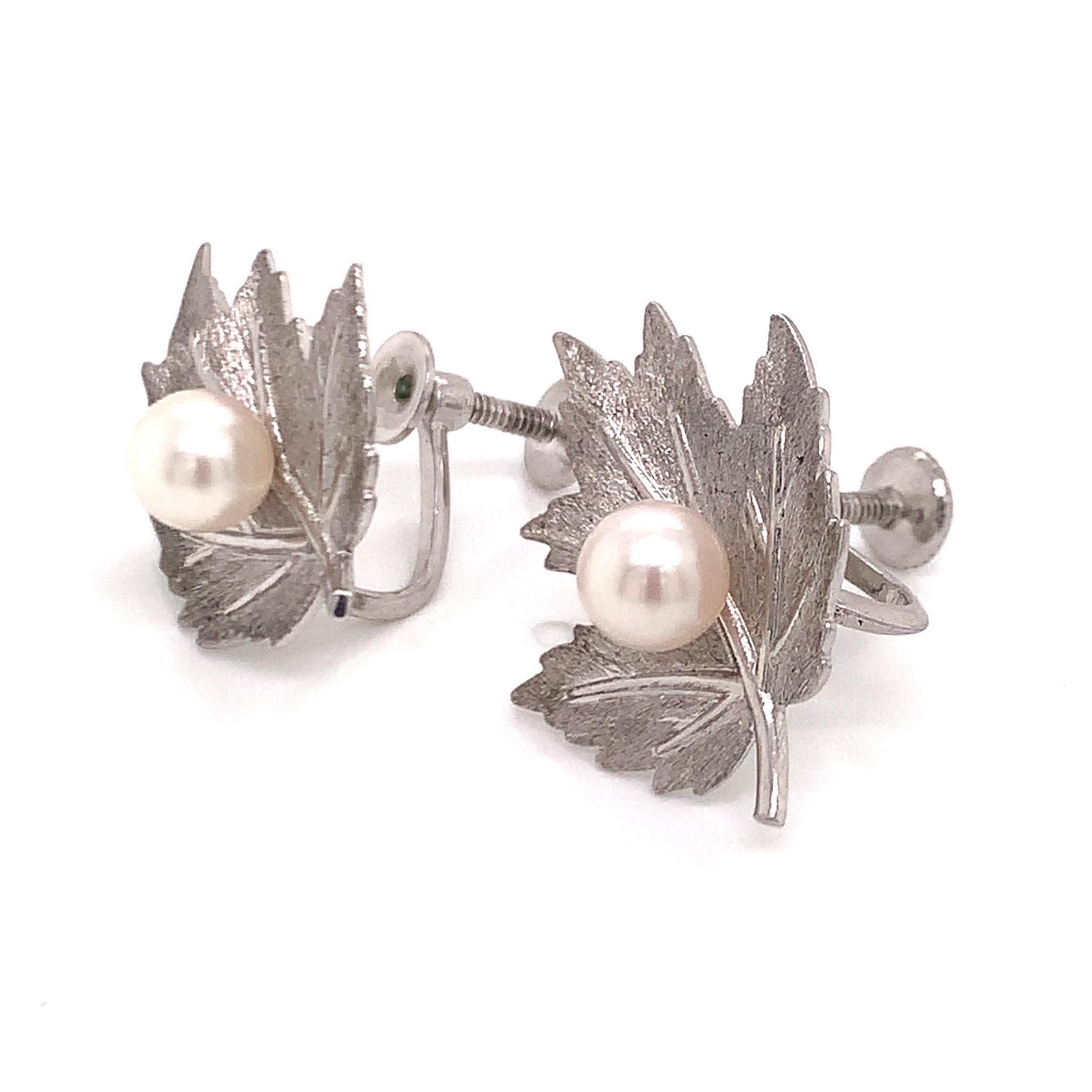 Mikimoto Estate Akoya Pearl Clip On Earrings Sterling Silver 4