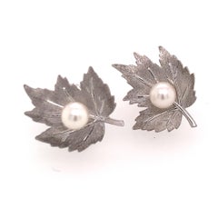 Mikimoto Estate Akoya Pearl Clip On Earrings Sterling Silver