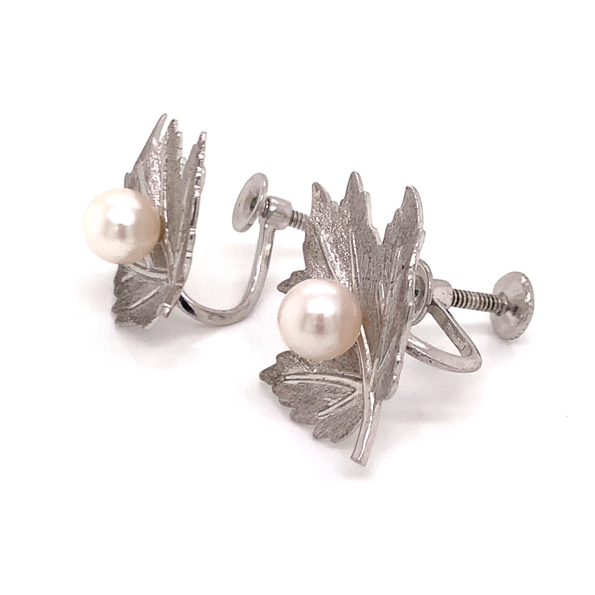Mikimoto Estate Akoya Pearl Clip On Earrings Sterling Silver 1
