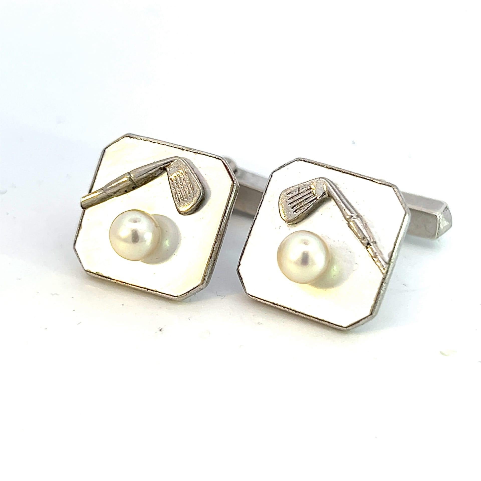 Mikimoto Estate Akoya Pearl Cufflinks 5.40 mm 9.4 Grams  5