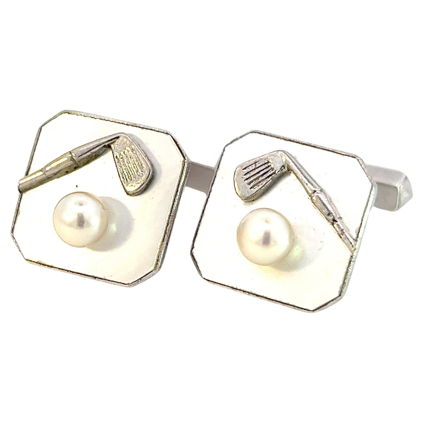 Mikimoto Estate Akoya Boutons de manchette perles 5,40 mm 9,4 grammes 