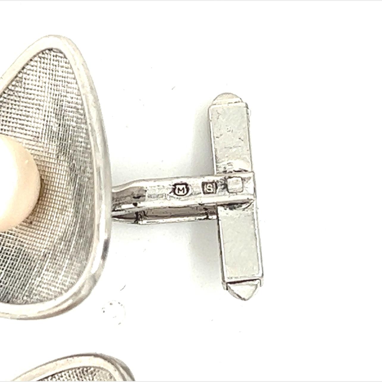Men's Mikimoto Estate Akoya Pearl Cufflinks 7.45 mm Silver For Sale