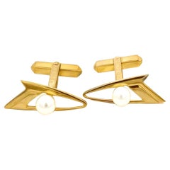 Mikimoto Estate Akoya Boutons de manchette superposés en or 14 carats 6 mm