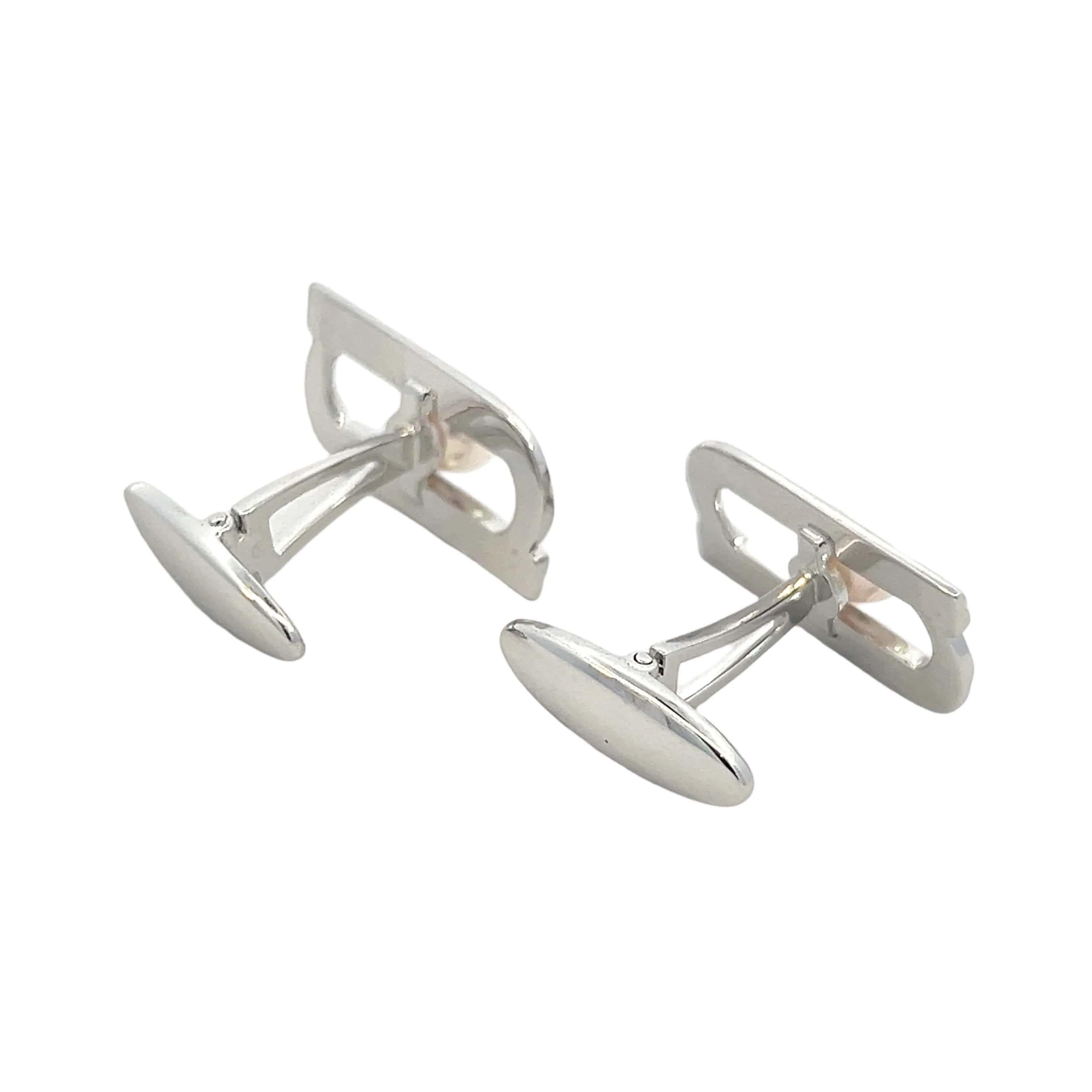 Round Cut Mikimoto Estate Akoya Pearl Cufflinks Silver 6.15 mm For Sale
