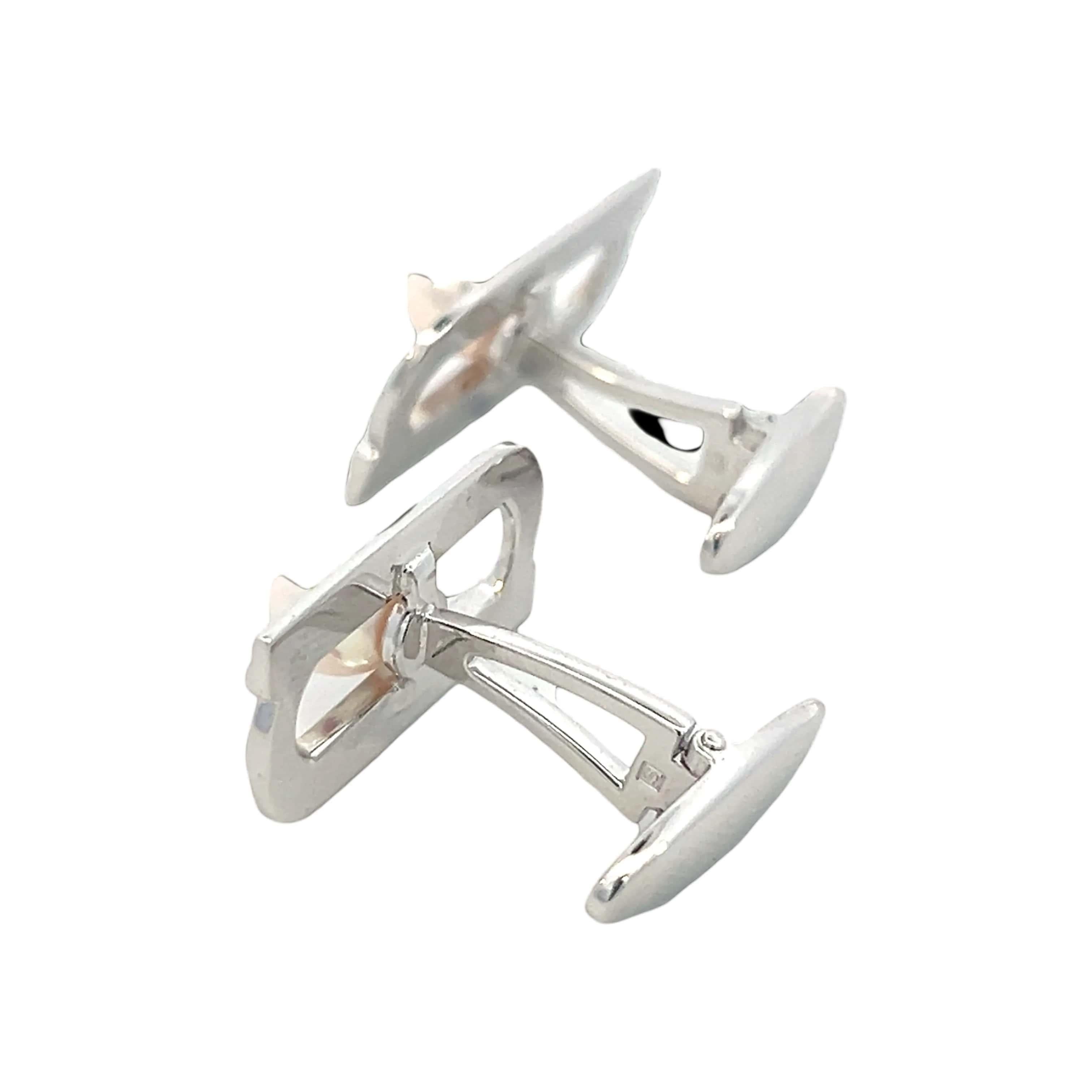 Men's Mikimoto Estate Akoya Pearl Cufflinks Silver 6.15 mm For Sale