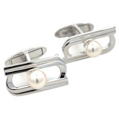 Mikimoto Estate Akoya Boutons de manchette en argent 6.15 mm