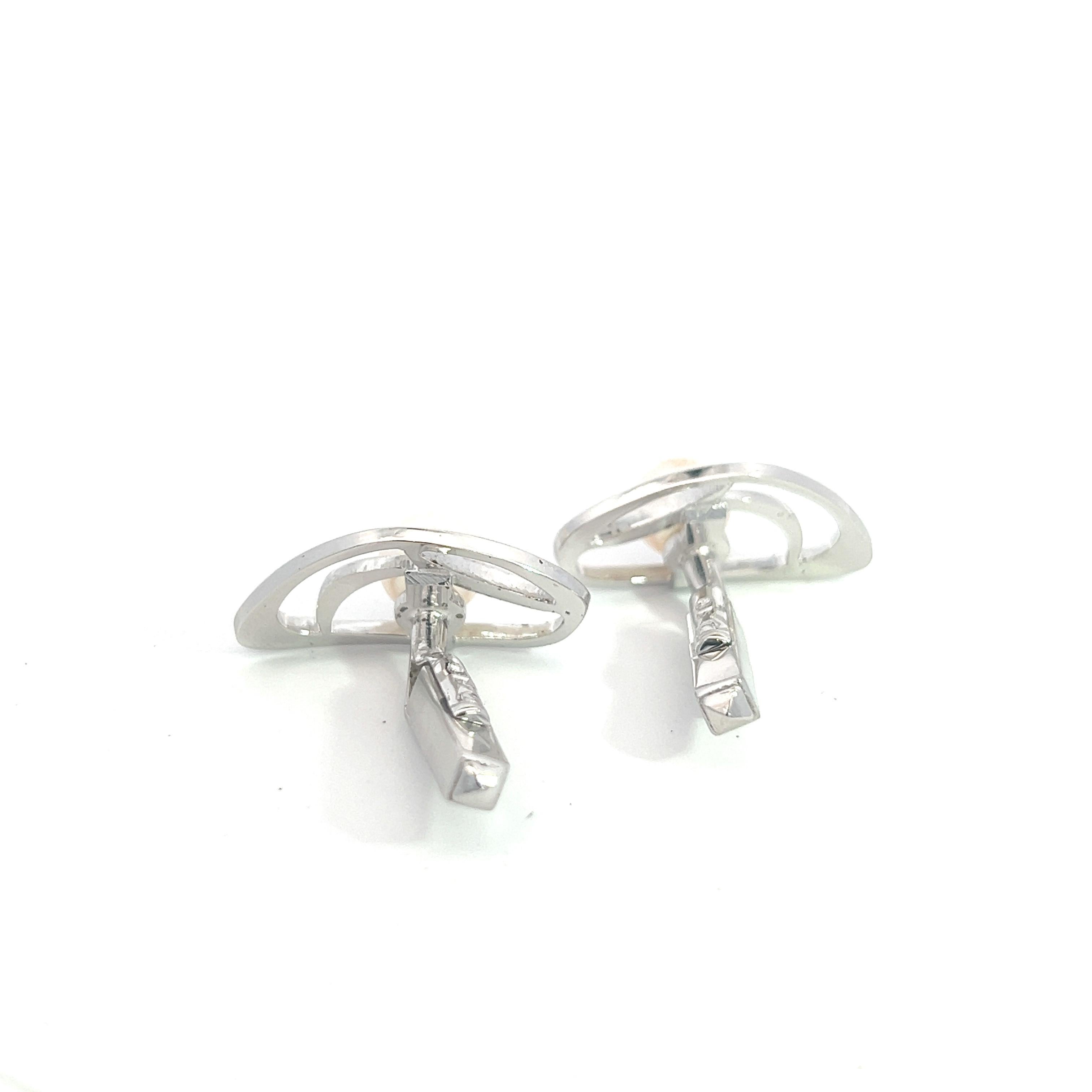 Mikimoto Estate Akoya Boutons de manchette en argent 7.5 mm Pour hommes en vente