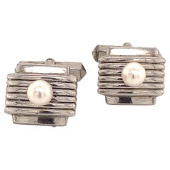 Mikimoto: Akoya-Perlen-Manschettenknöpfe aus Sterlingsilber, 5 mm, 3,56 Gramm