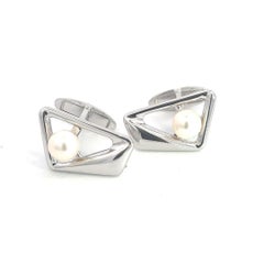 Mikimoto Estate Akoya Pearl Cufflinks Sterling Silver 6.85 mm