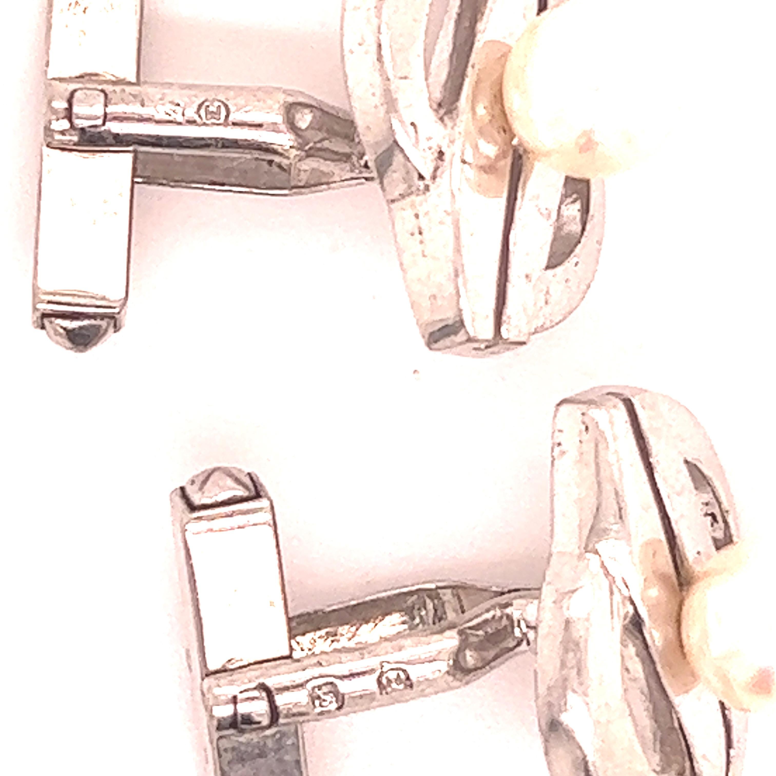 Round Cut Mikimoto Estate Akoya Pearl Cufflinks Sterling Silver 7.3 mm 