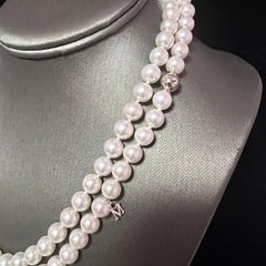 Mikimoto Estate Akoya Perlen-Diamant-Halskette 36" 18k Gold 8 mm zertifiziert