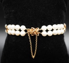 Mikimoto Estate Akoya Pearl Double Strand Bracelet 14k Gold