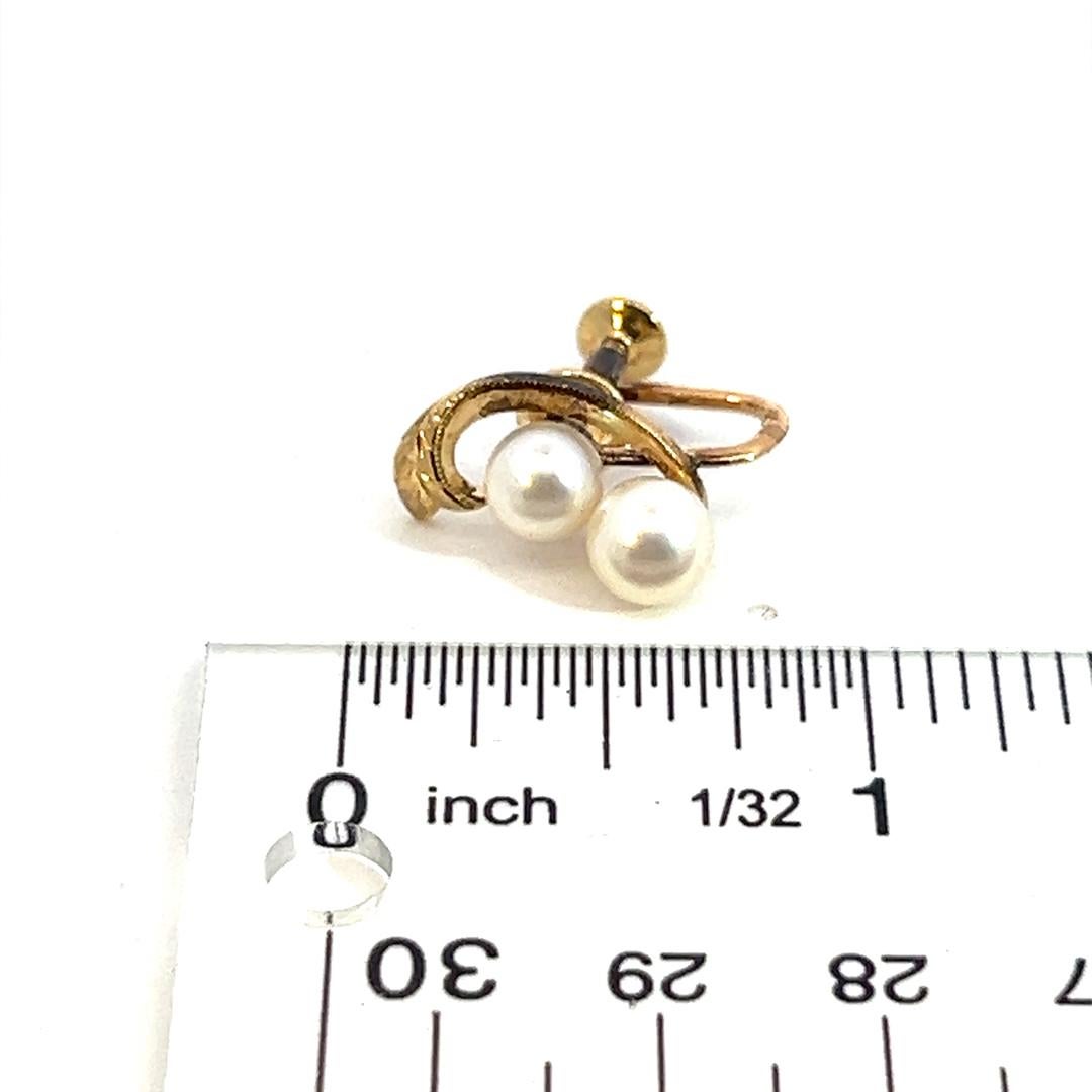 Women's Mikimoto Estate Akoya Pearl Earrings 14k Y Gold 6.44 mm For Sale