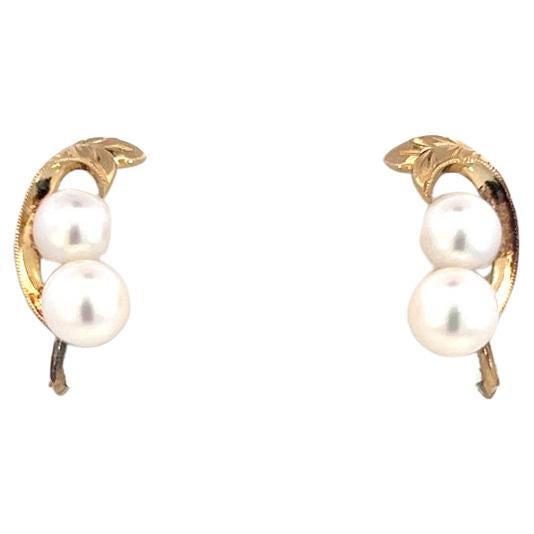 Pendientes de perlas Akoya Mikimoto Estate Oro de 14k Y 6,44 mm