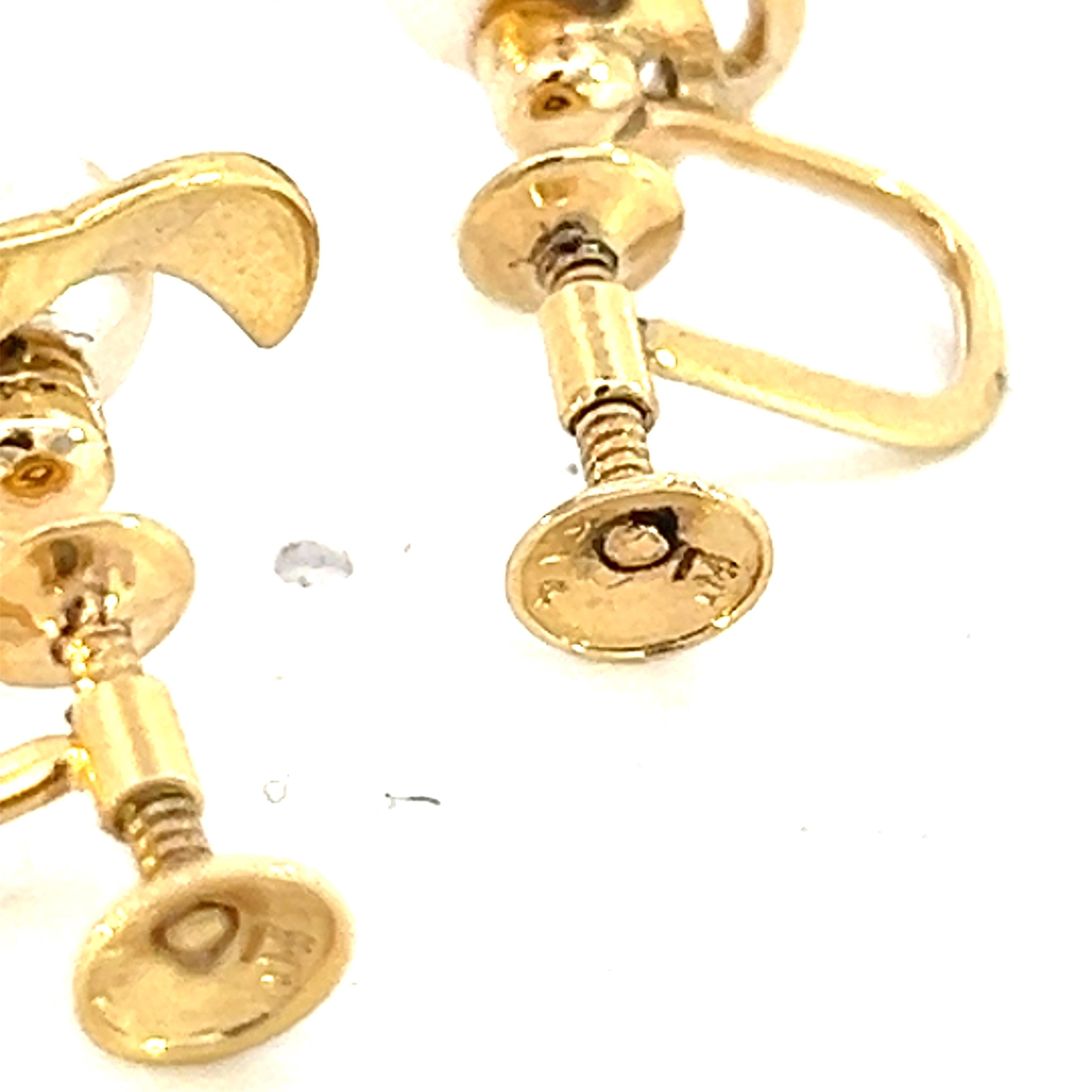 Taille pampille Mikimoto Estate Akoya Pearl Earrings 14k YG 6 mm 3,4 grammes en vente