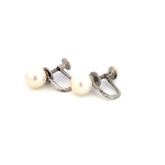 Mikimoto Estate Akoya Perlen-Ohrringe Silber 8 mm