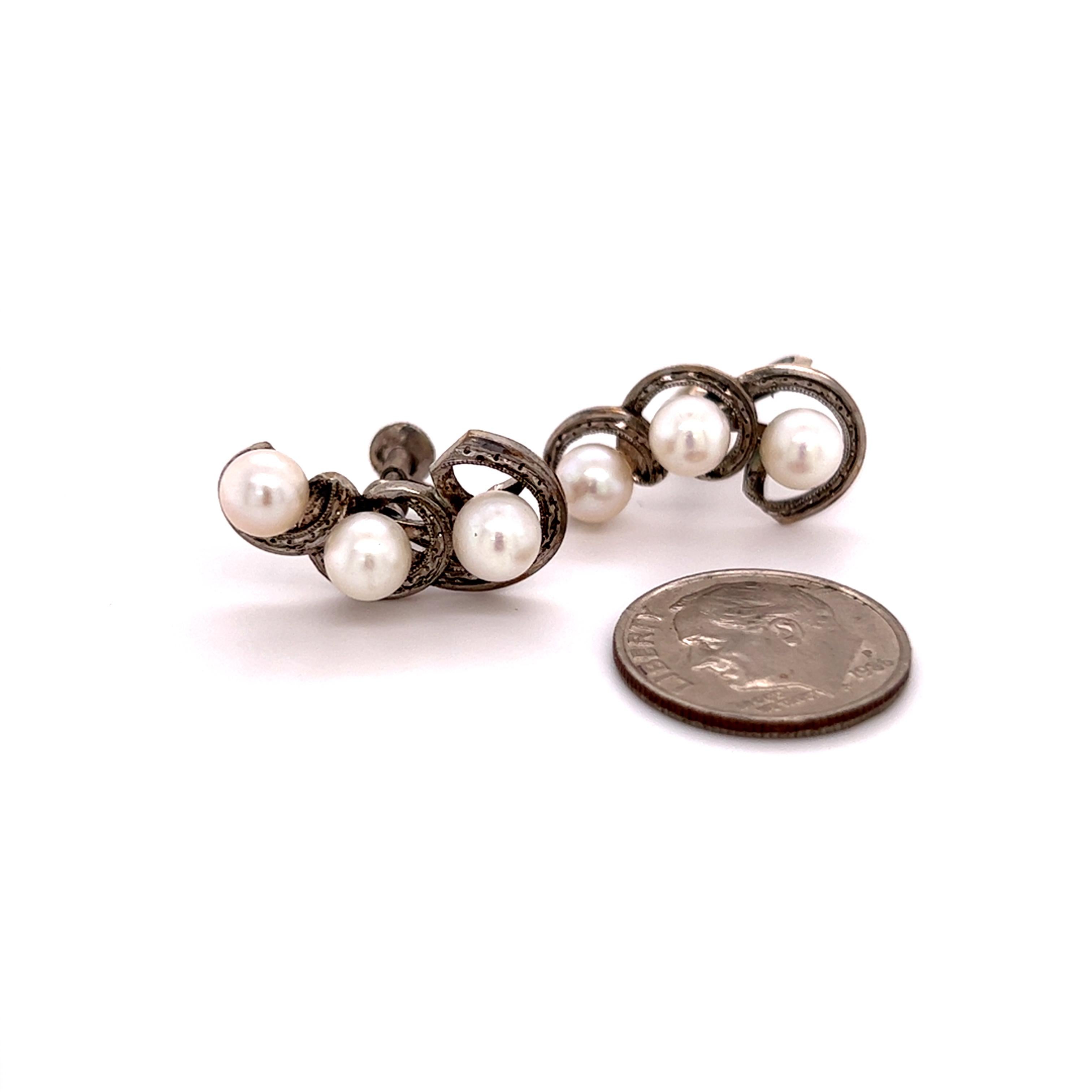 Mikimoto Estate Akoya-Perlen-Ohrringe aus Sterlingsilber 5,5 mm 5,1 Gramm im Angebot 1